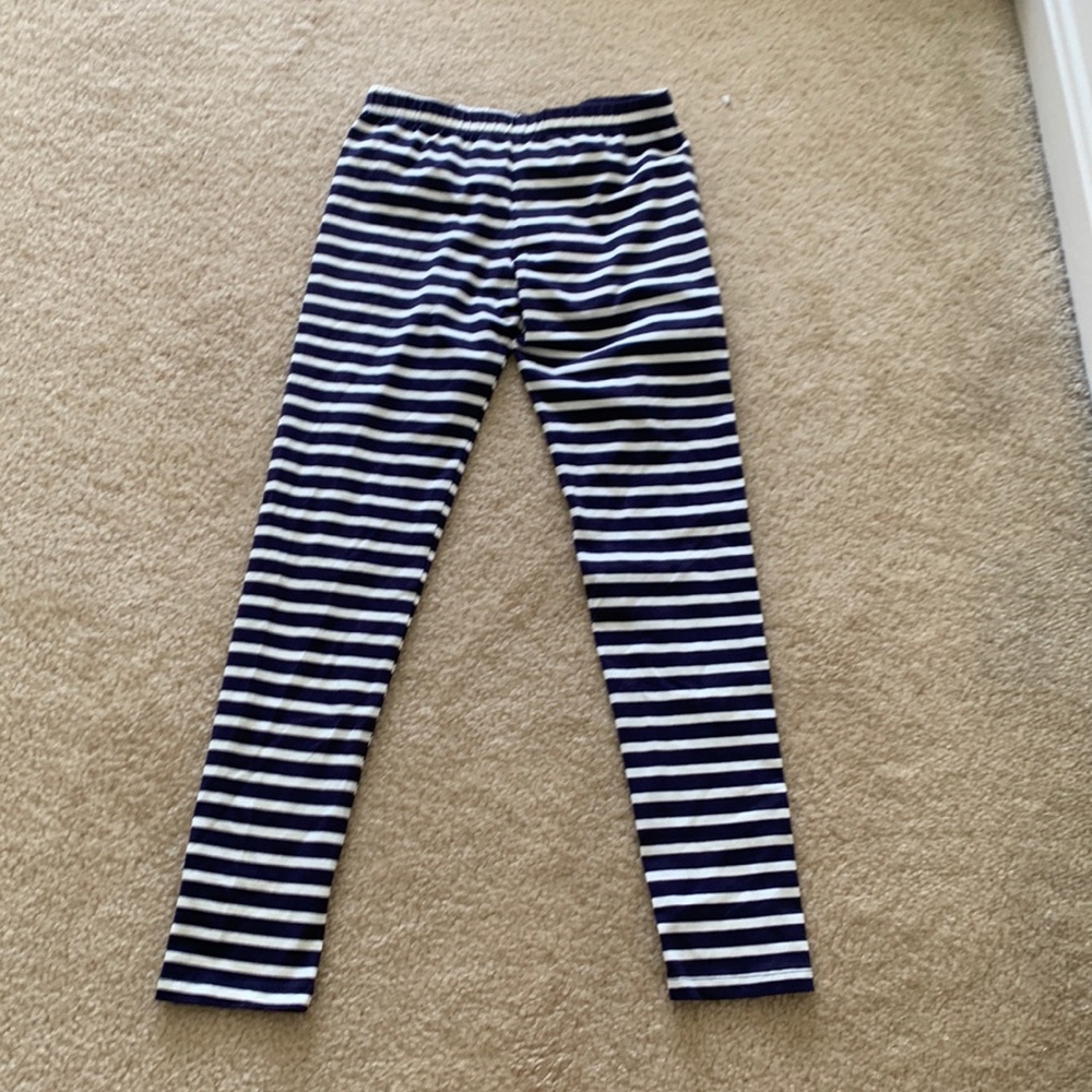 Gymboree striped navy blue and white leggings size L